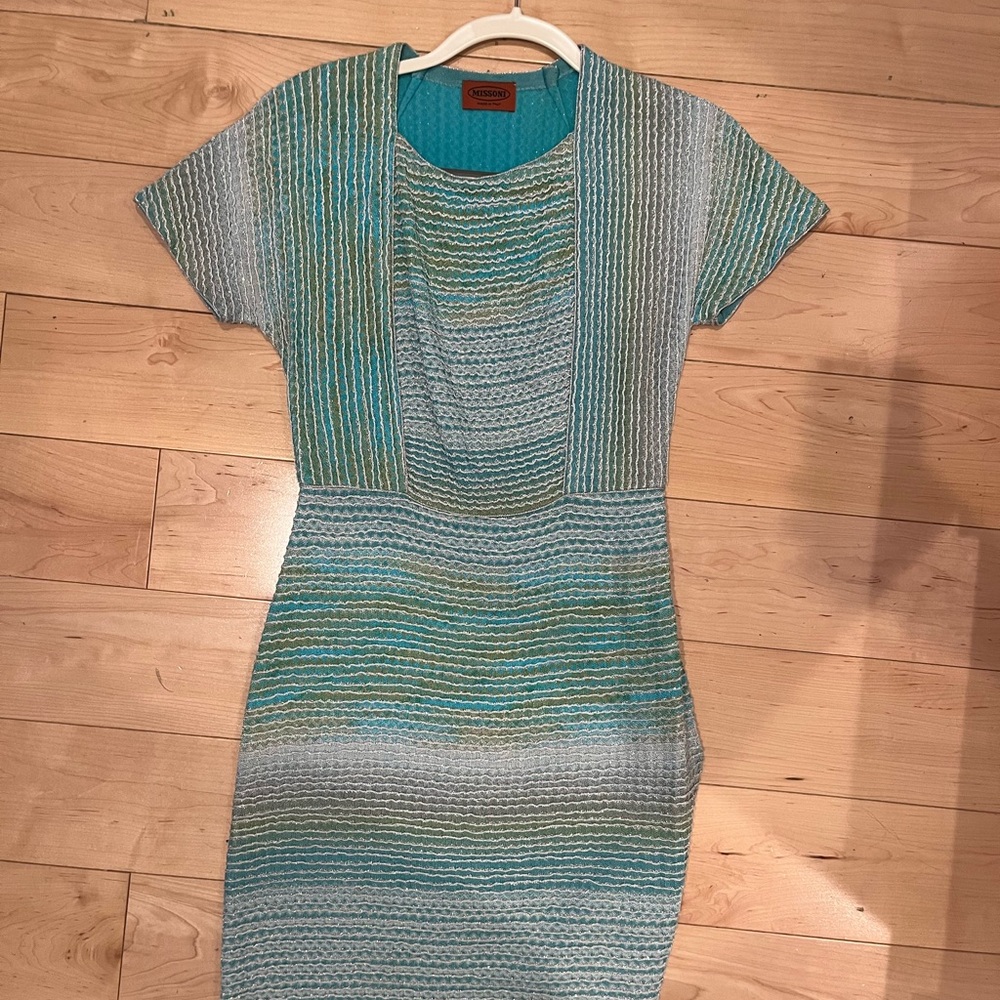 Missoni Multicolor Knit Dress in Blue and Green